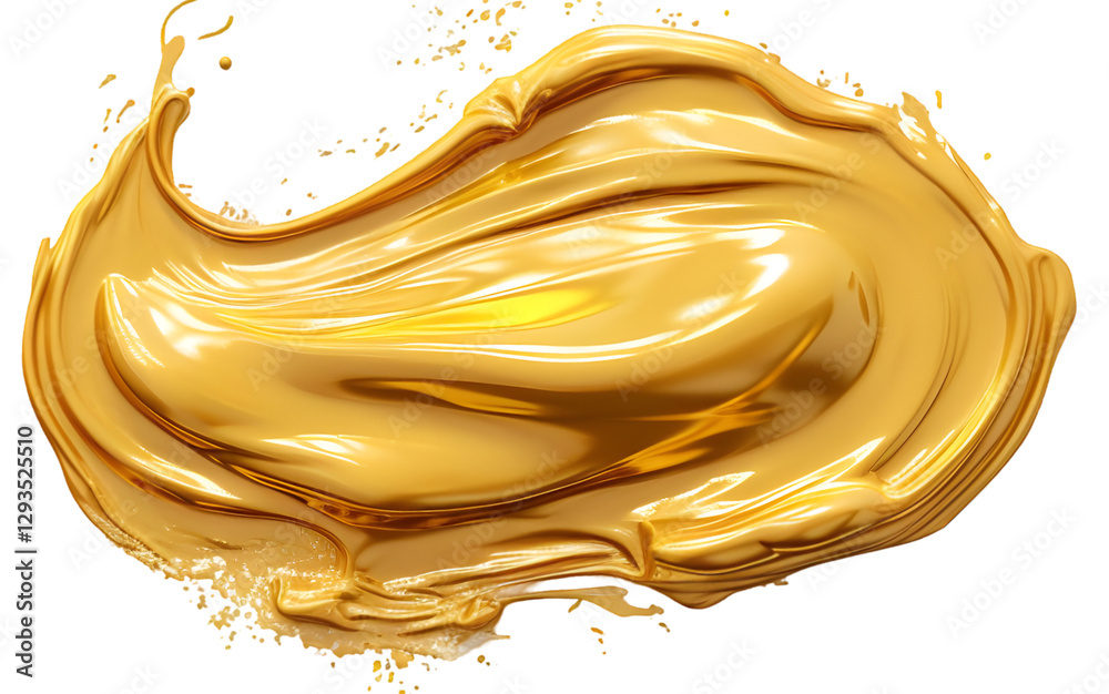 Fototapeta premium Shiny gold paint swirl with glossy texture, isolated on transparent background, cut out 