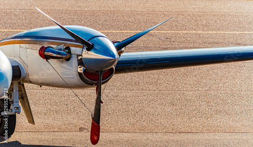 Autumn or indian summer view with sports aircraft at Straubing airport, Straubing-Bogen, Bavaria, Germany photo