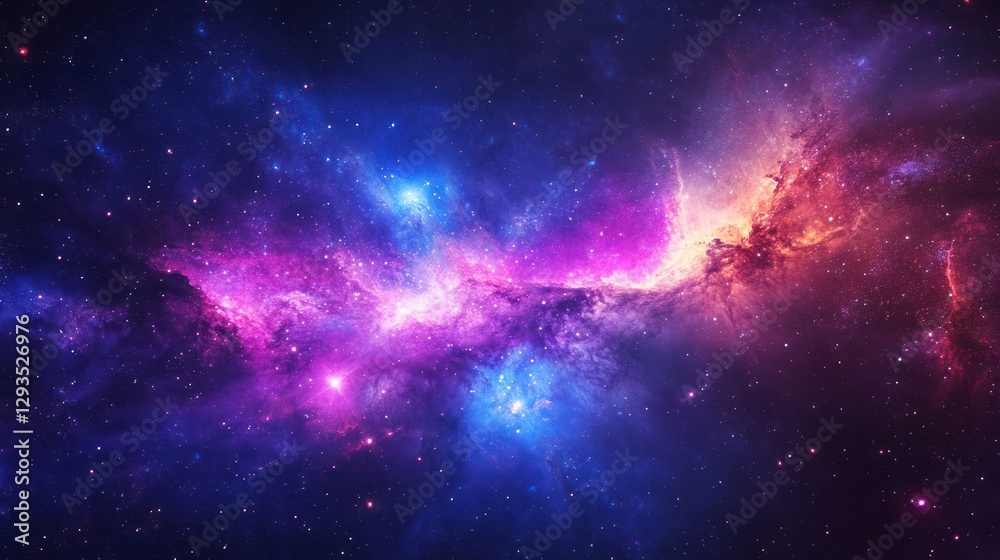Obraz premium Cosmic Nebula Vibrant colors swirl in deep space, stars twinkling in the background; ideal for science fiction or fantasy art