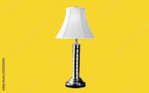 Brightening spaces with artistic halftone lamp design on vibrant yellow backdrop