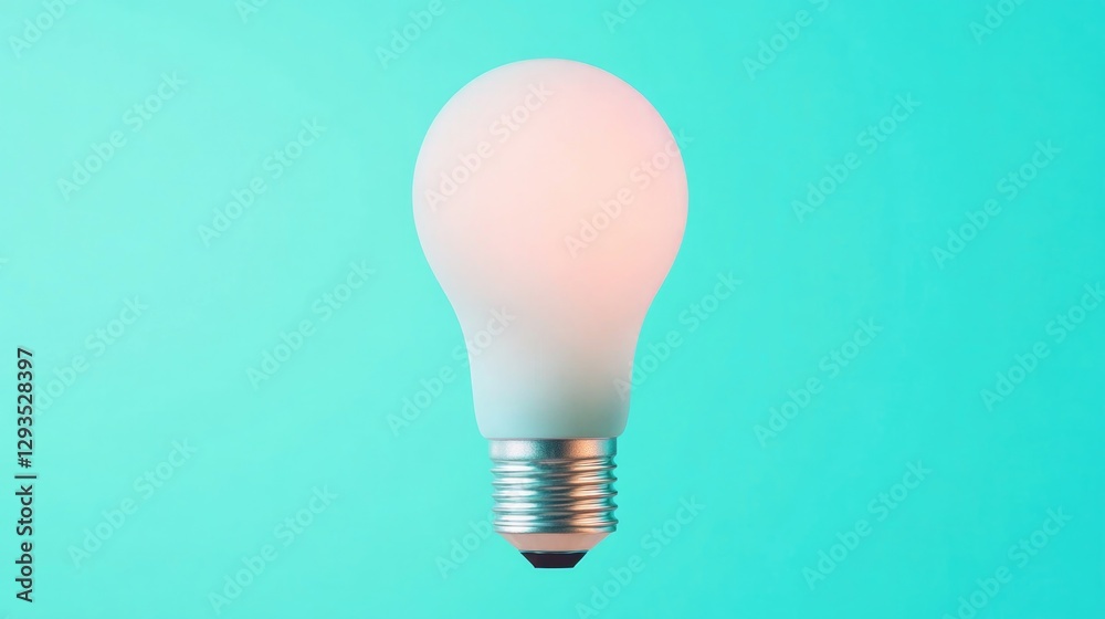 Bright light bulb illuminates soft pastel background, symbolizin Bright light bulb illuminates soft pastel background, symbolizin