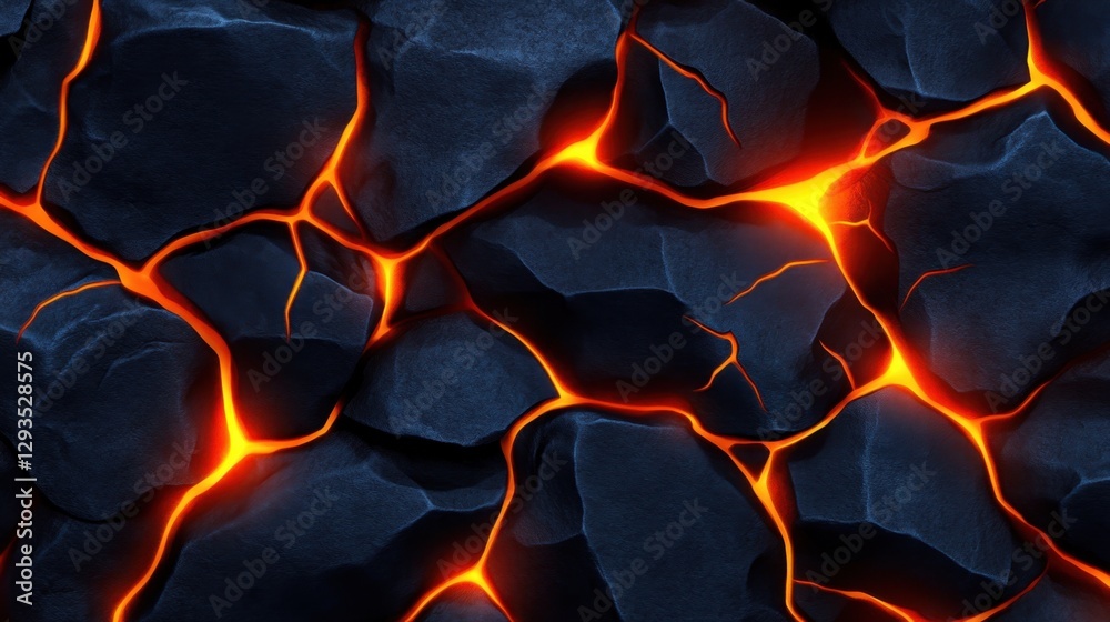 Molten copper background with fiery rock texture and glowing magma pattern Molten copper background with fiery rock texture and glowing magma pattern