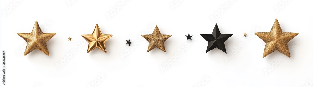Obraz premium Decorative Star Arrangement in Gold and Black on White Background