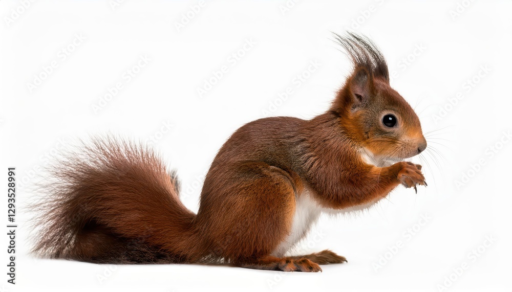 Eurasian Red Squirrel in Pure White Background Vibrant and playful Eurasian red squirrel showcasing soft textures and highcontrast colors against a crisp white backdrop, perfect for digital art, Eurasian Red Squirrel in Pure White Background Vibrant and playful Eurasian red squirrel showcasing soft textures and highcontrast colors against a crisp white backdrop, perfect for digital art,
