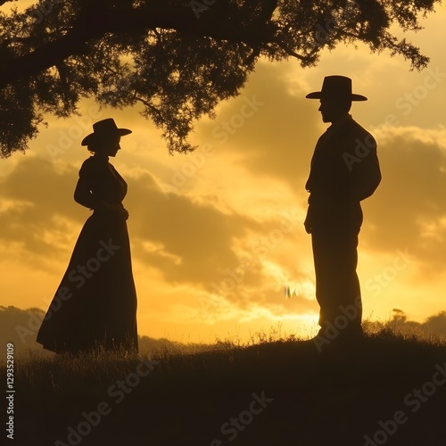 Sunset Encounter of  Couple on Hilltop