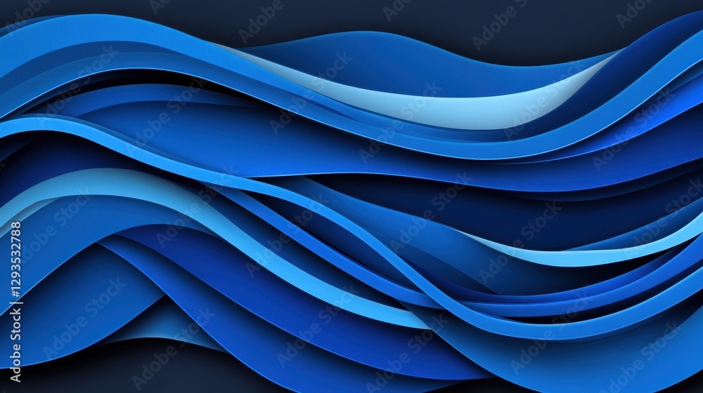 Fototapeta premium Ocean blue background with wave-textured glass and ripple pattern