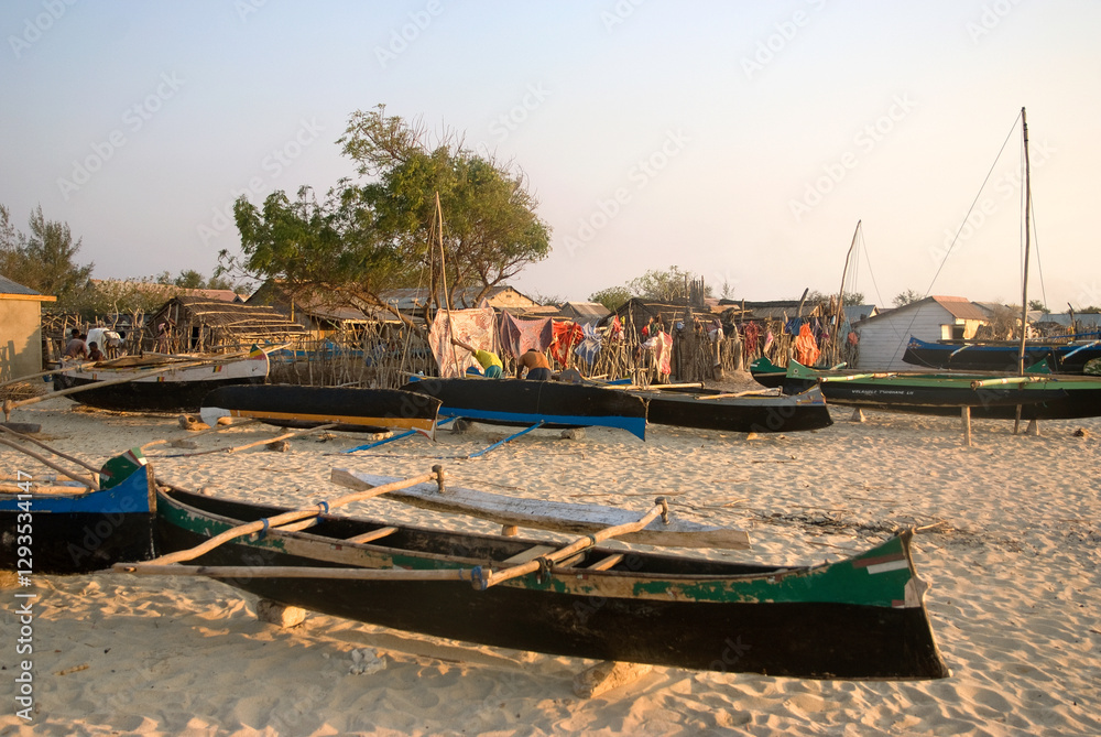 Obraz premium Pirogue, Pêcheurs, Anakao, Madagascar