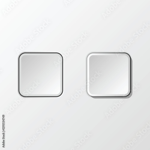 3D Button square shape neomorphism style, Vector illustration