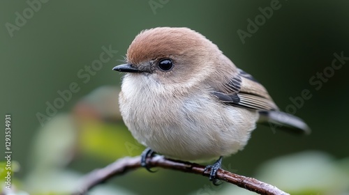 Cute bird perched on branch, close-up nature scene photo