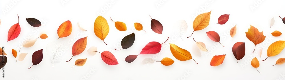 Obraz premium Colorful Autumn Leaves on White Background for Seasonal Decor