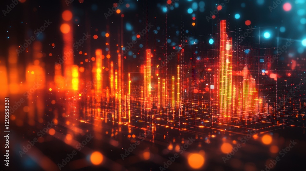 Obraz premium Vibrant cityscape at night with bright lights illuminating skyscrapers and busy streets creating a lively atmosphere