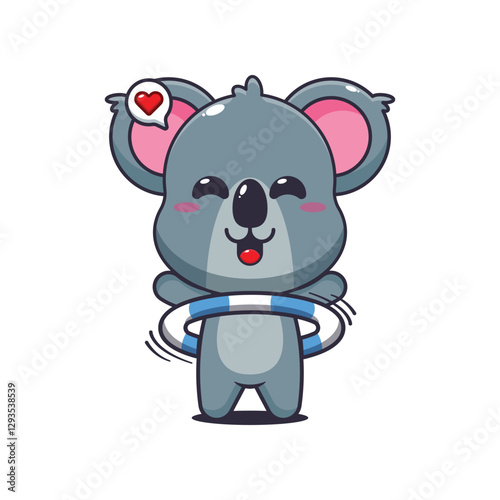Koala cartoon vector illustration playing hula hoop