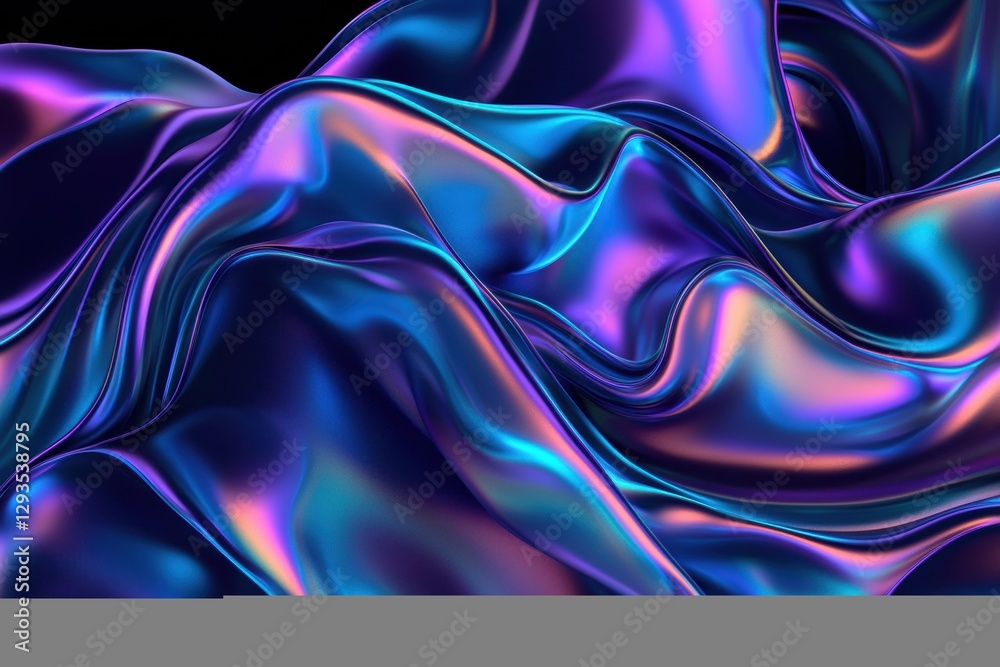 Obraz premium Abstract digital consciousness expanding into surreal fluid forms, evolving through neon-lit cybernetic dimensions
