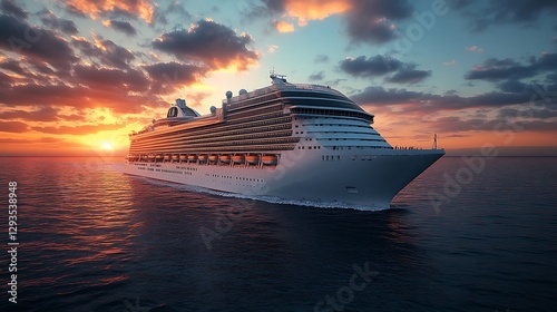Cruise ship sunset ocean travel