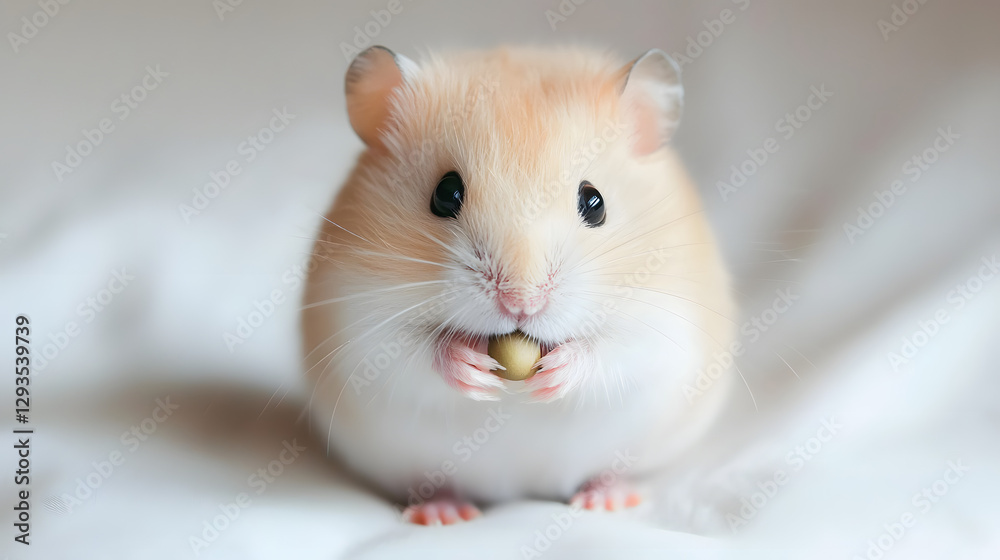 Obraz premium A small hamster is eating a seed