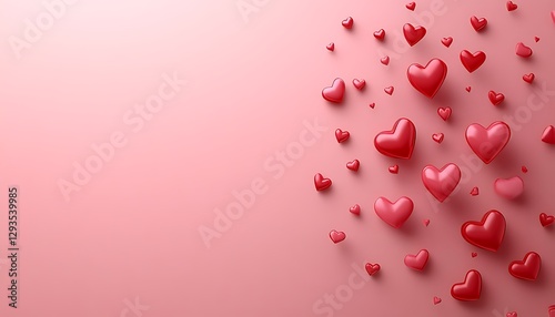 A Collection of Red Hearts Scattered Against a Pink Background