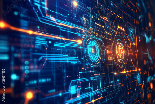 A futuristic digital blueprint, displaying glowing AI-driven schematics, cybernetic pathways, and holographic data streams. The high-tech abstract background represents deep learning, artificial