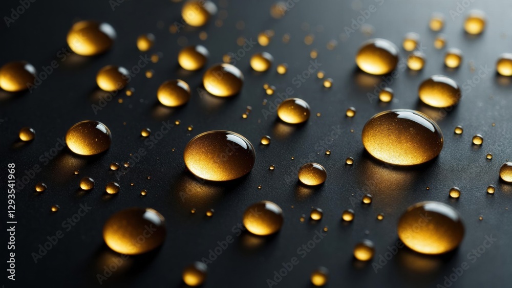 Water droplets reflecting light in a dark setting create an artistic view Water droplets reflecting light in a dark setting create an artistic view