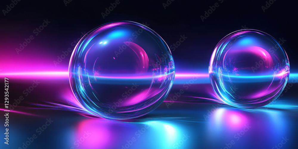 A futuristic abstract background with glowing, refractive neon orbs dynamically expanding in a high-tech holographic space. The seamless digital interplay of radiant light and motion evokes modern A futuristic abstract background with glowing, refractive neon orbs dynamically expanding in a high-tech holographic space. The seamless digital interplay of radiant light and motion evokes modern