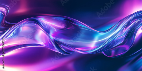 A sleek and elegant abstract background featuring layered translucent waves of iridescent light. The softly glowing digital ripples create a seamless futuristic composition, blending cyber aesthetics