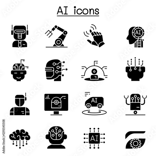 AI , Artificial intelligence icon set in thin line style