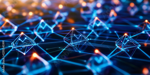 A futuristic AI-powered ultra-secure decentralized voting system, featuring glowing cybernetic blockchain authentication pathways, pulsating holographic election transparency grids, and swirling