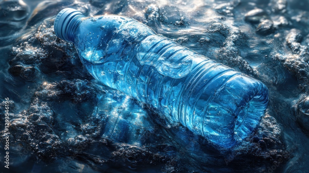 Plastic water bottle pollution in ocean waves Plastic water bottle pollution in ocean waves