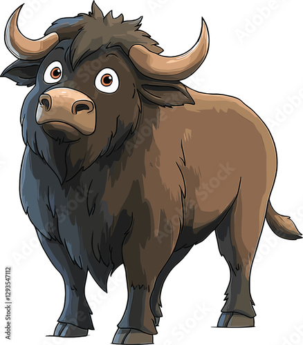 Cartoon Yak Vector Illustration Isolated on White Background