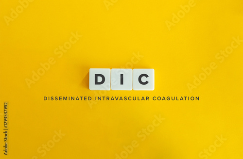 Disseminated Intravascular Coagulation, DIC. Text on Block Letter Tiles on Flat Background. Minimalist Aesthetics. photo