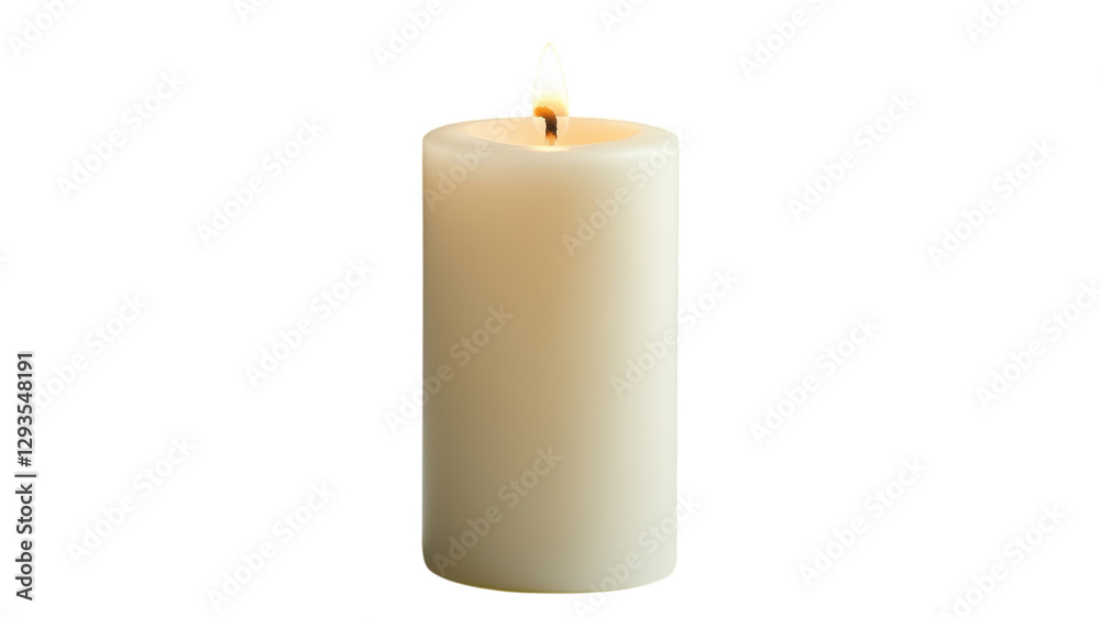 Soft glow of a white candle with a flickering flame creating a serene atmosphere in a quiet space at dusk Soft glow of a white candle with a flickering flame creating a serene atmosphere in a quiet space at dusk