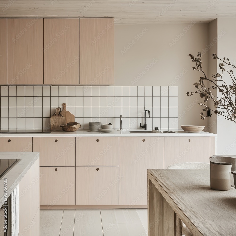 Modern kitchen shows contemporary minimalist design aesthetic of home Modern kitchen shows contemporary minimalist design aesthetic of home