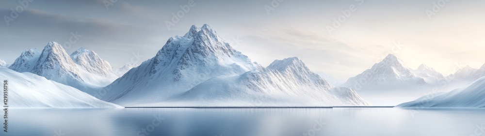 Obraz premium Serene Winter Landscape with Majestic Snow-Capped Mountains