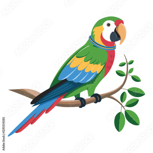 Colorful Macaw on Branch