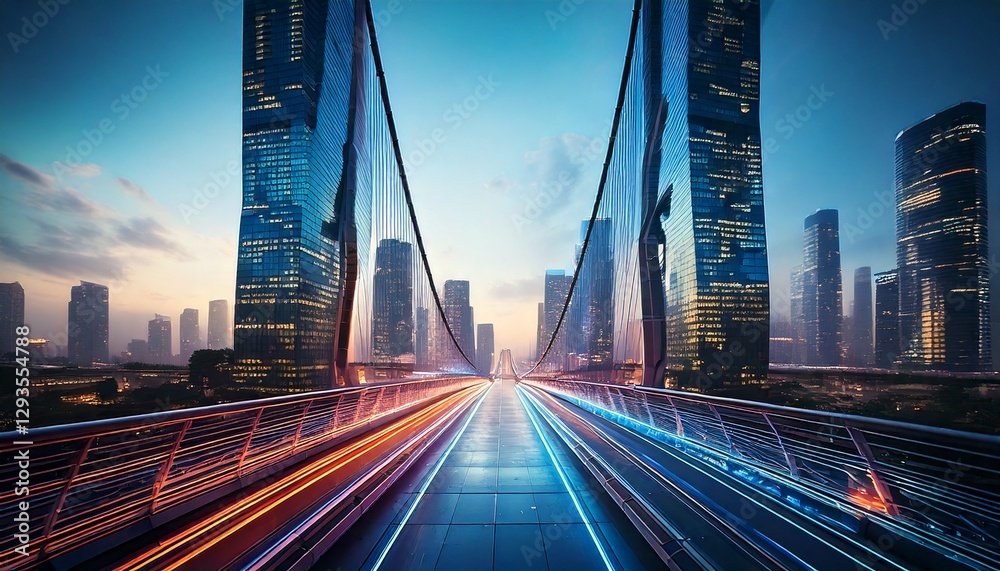 Fototapeta premium cyberpunk city with bustling streets and towering neon