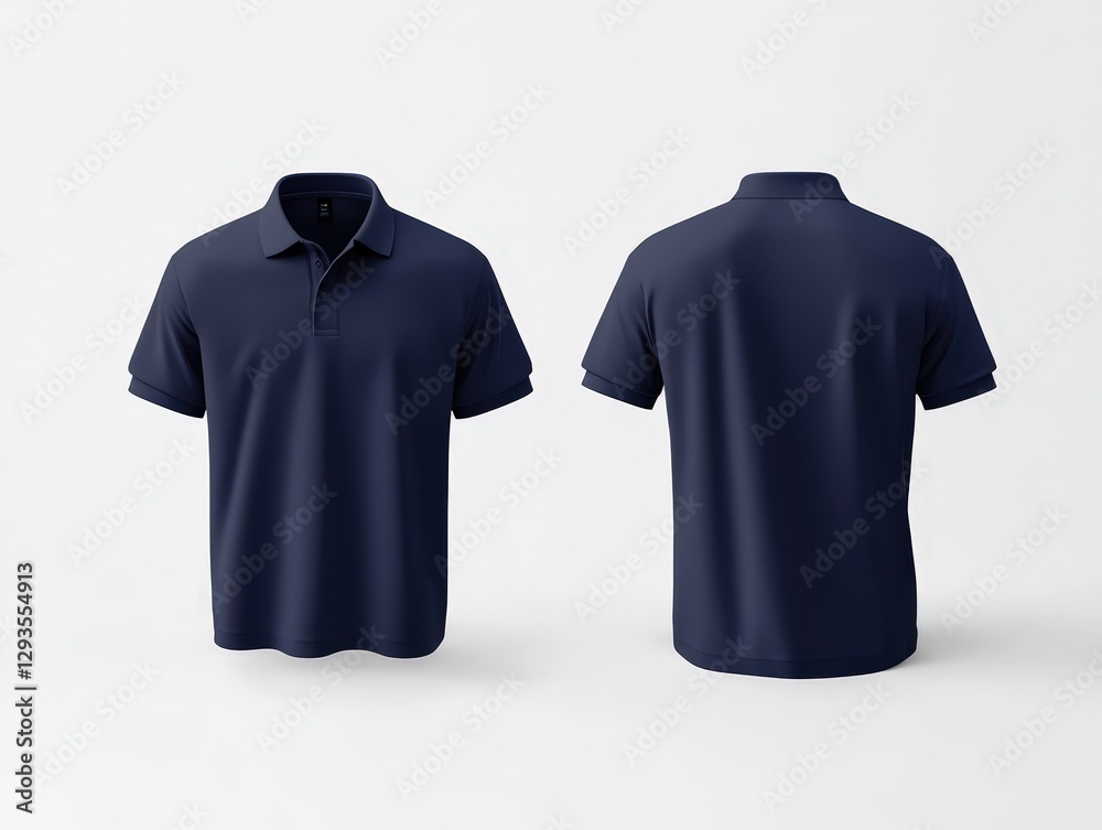 Front and Back Views of a Navy Blue Polo Shirt Front and Back Views of a Navy Blue Polo Shirt