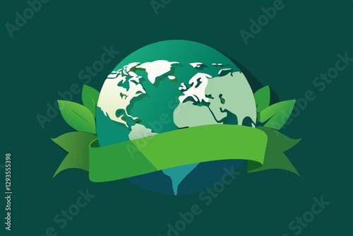 green planet earth with leaves