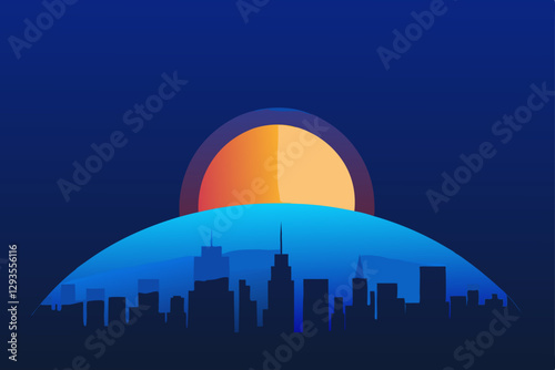 los angeles skyline with flag