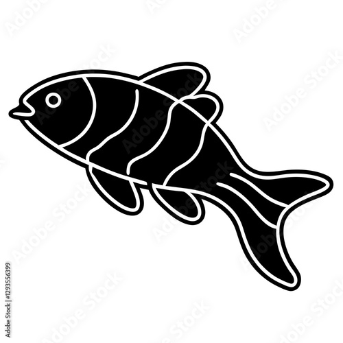 A fish made of neon light trails line art vector illustration 