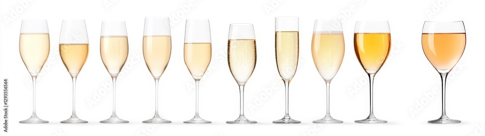 Selection of Elegant Glasses with Different Champagne Varieties Selection of Elegant Glasses with Different Champagne Varieties