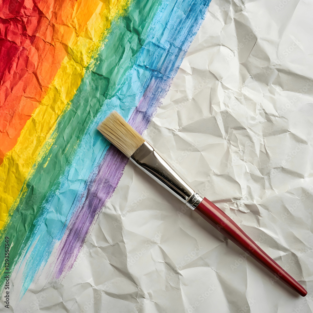 Fototapeta premium color array with brush and crumpled paper