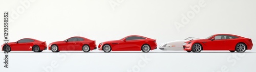 Collection of Red Cars Showcasing Evolution of Automotive Design