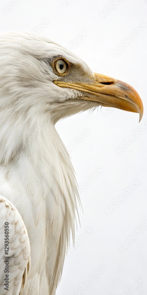 Close-up of a majestic white bird of prey's head. Close-up of a majestic white bird of prey's head.