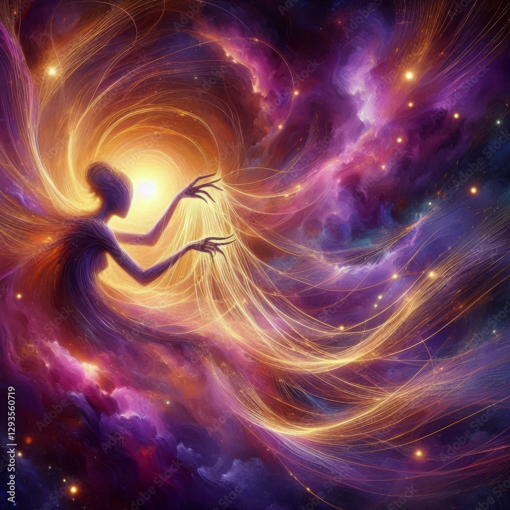 Obraz premium Dream Weaver with Intricate Golden Patterns