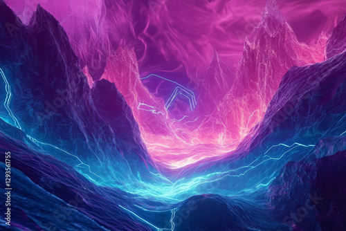 High-tech futuristic energy core, surrounded by pulsating light waves and floating holographic data streams. The digital abstract background represents AI-driven computing, advanced cyber technology,