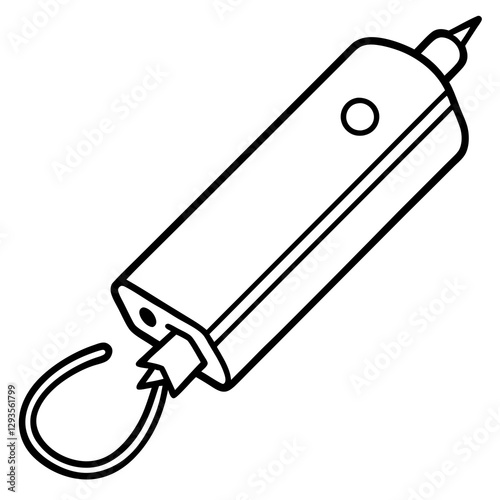 power bank shaped like a tiny rocket line art vector illustration 