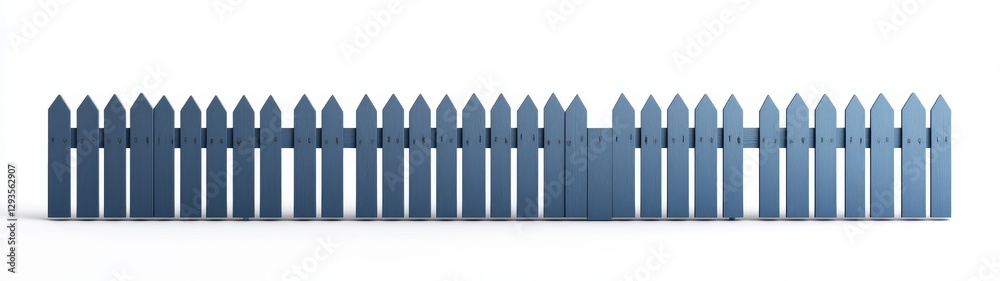 Blue Wooden Fence with Open Gate on White Background Blue Wooden Fence with Open Gate on White Background