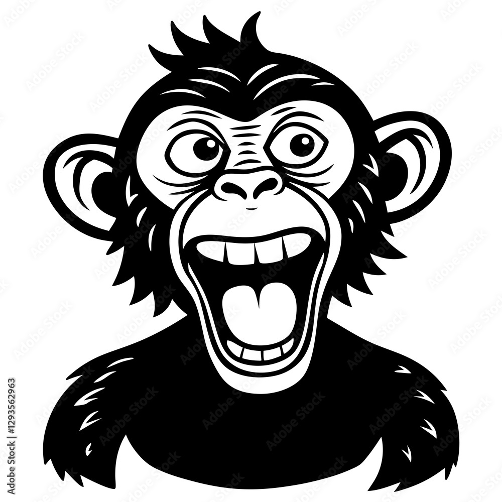Obraz premium Monkey making a silly face silhouette vector illustration 