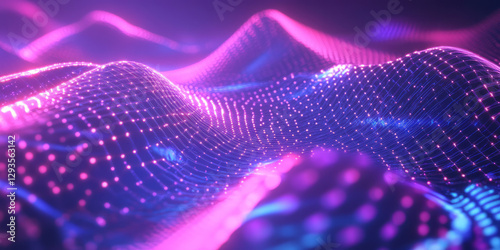 A visually stunning abstract background with softly glowing neon pulses expanding in a seamless holographic motion. The high-tech, futuristic light reflections and fluid digital elegance evoke a sense