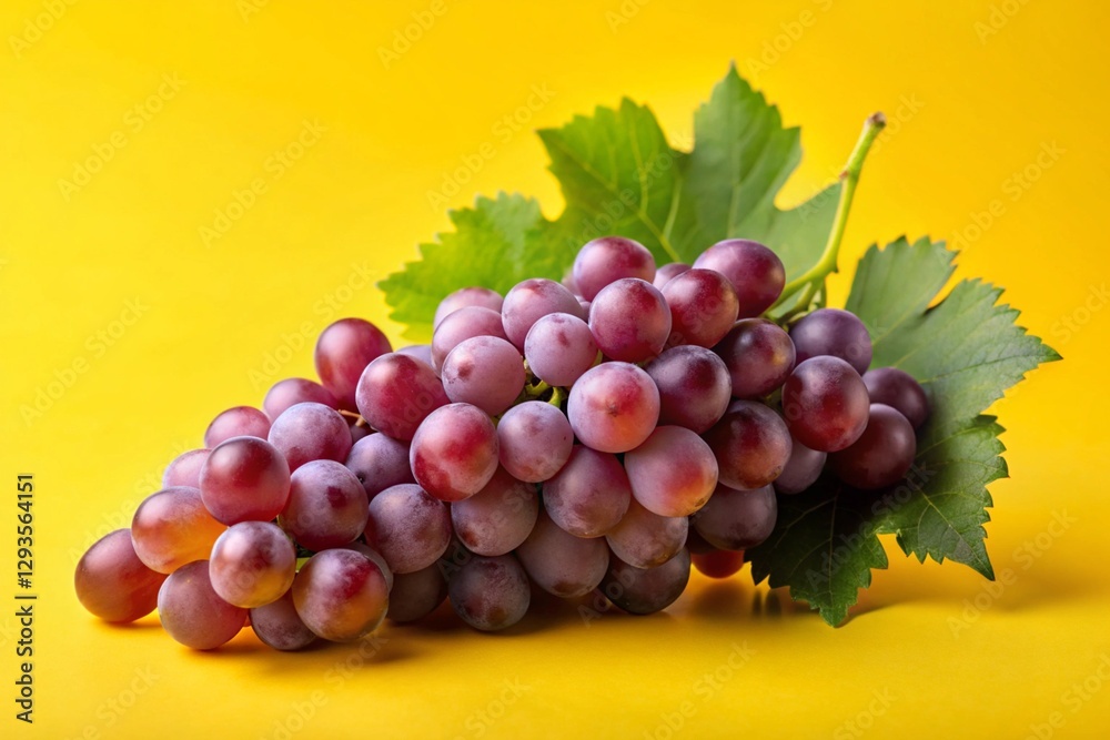 Fototapeta premium Bunch of Grapes on Yellow Background 