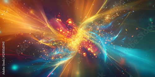 A visually stunning abstract background with glowing holographic light waves, dynamically cascading in a futuristic symphony of cyber-neon brilliance. The seamless fluid motion evokes an advanced high